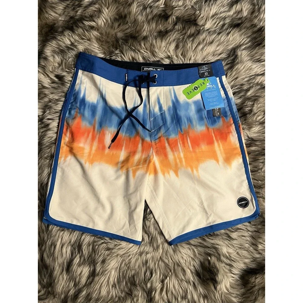 O'Neill Men's Hyperfreak Hyperdry Blue Orange Tie Dye Shorts NWT